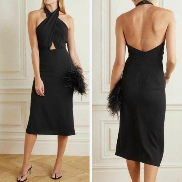 NEW REFORMATION Carlie Midi Dress In Black 4 - Picture 13 of 13